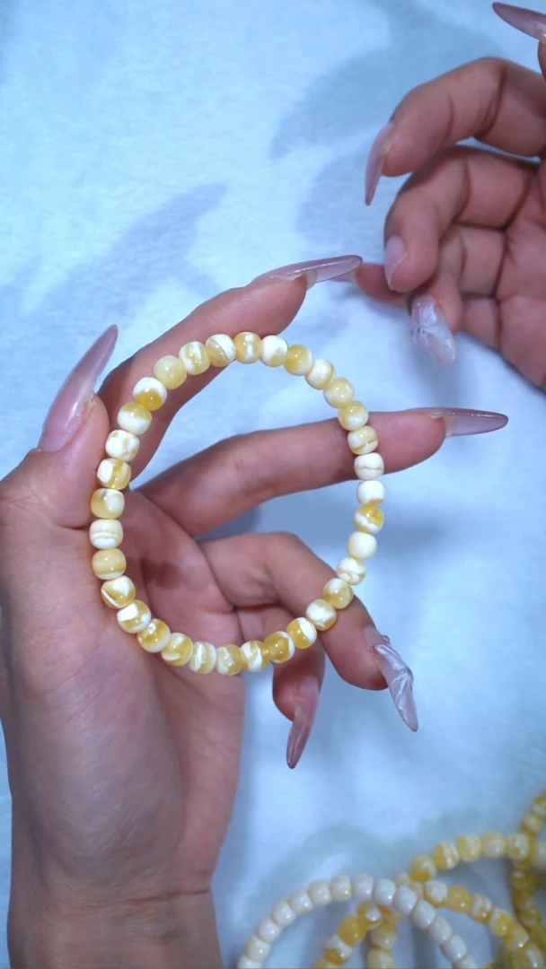 【闪购商品】蜜蜡手链未镶嵌典藏级6mm金漆瓷白妖孽