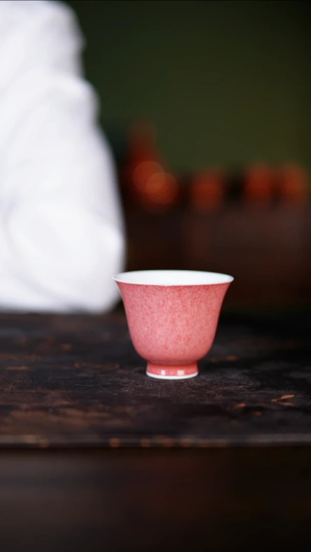 杯子傻*强景德镇纯手工陶瓷豇豆红