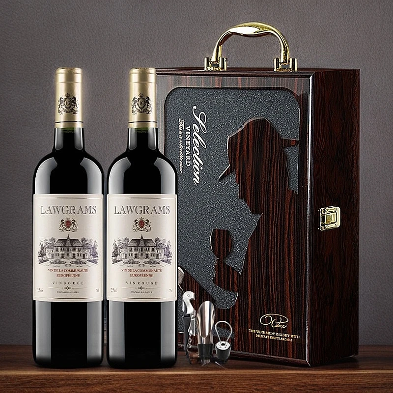 法国低度红酒干红葡萄酒法多克干红2瓶装+绅士正宗原装进口红酒