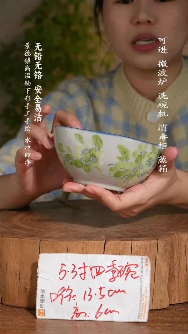 碗陶瓷景德镇高温瓷釉下彩手绘陶瓷