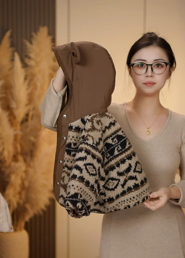 2025冬季儿童新款男女童时尚潮流可爱小熊百搭加厚棉服外套