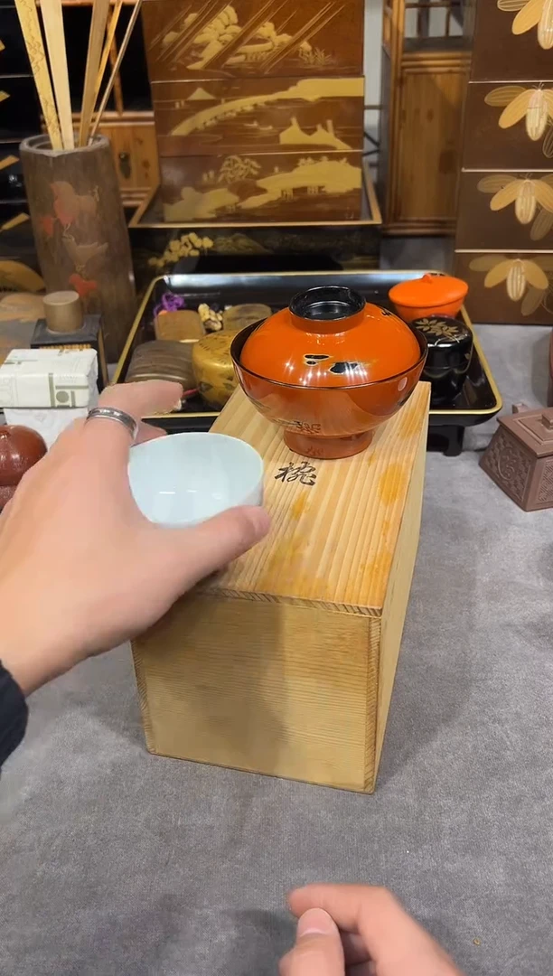 盖碗四只 大漆漆器大漆漆器