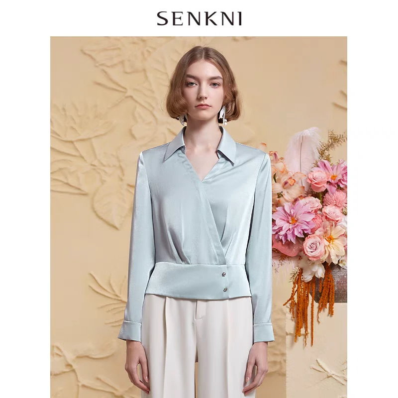 SENKNI圣可尼通勤不对称衬衫高级感女长袖上衣S1212NE