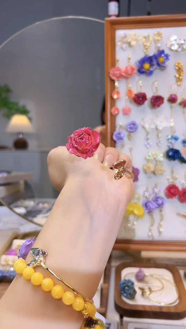 铜合金树脂925银红色手镯