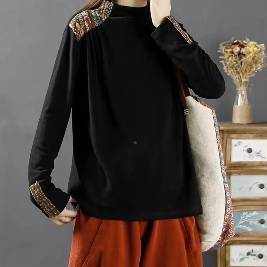 24038秋冬新款双面德绒长袖时尚百搭黑色保暖红人上新