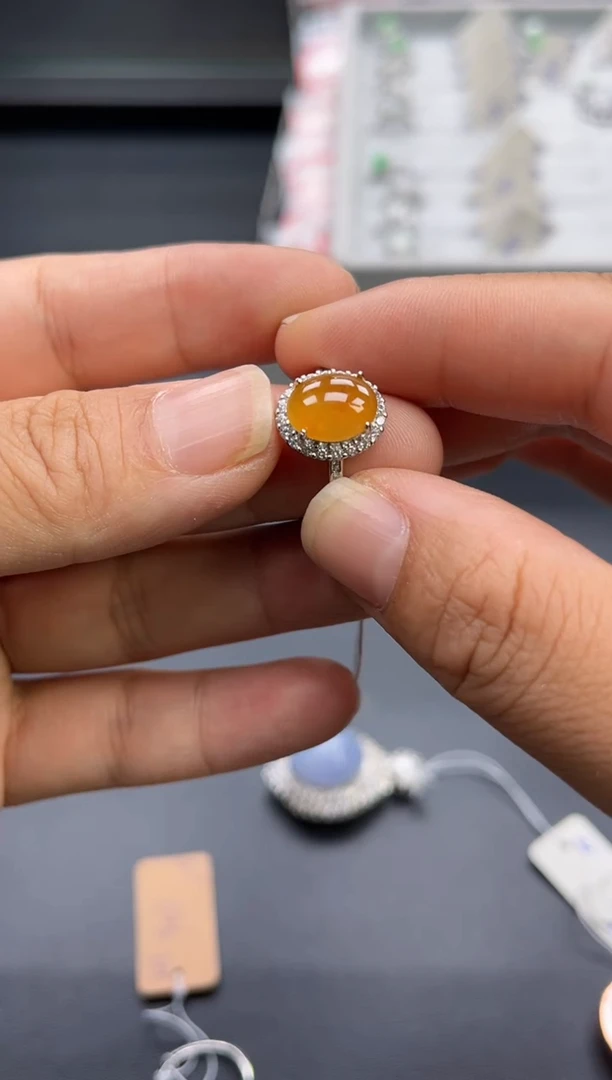 翡翠戒指银S925镶嵌多人