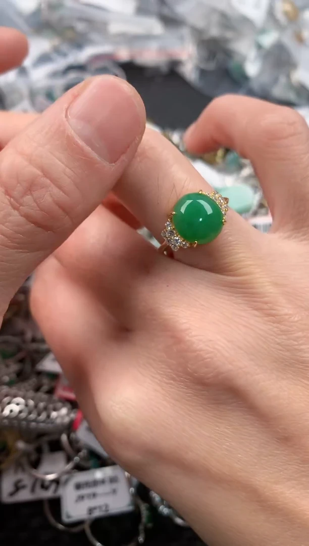 银S925镶嵌戒指翡翠1                          1