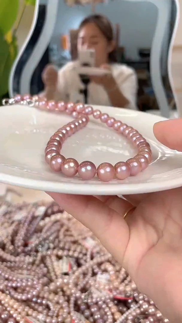 项链未镶嵌淡水珍珠9mm紫色系项链   580