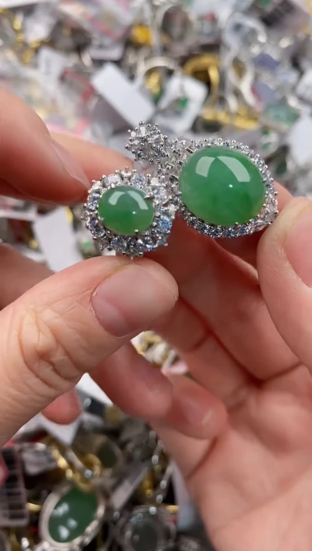 银S925镶嵌戒指翡翠777     3