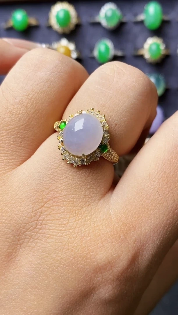 银S925镶嵌戒指翡翠0386