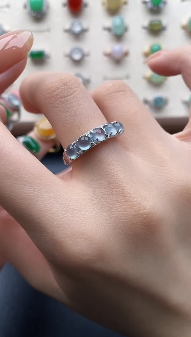 银S925镶嵌戒指翡翠一物一证一礼盒