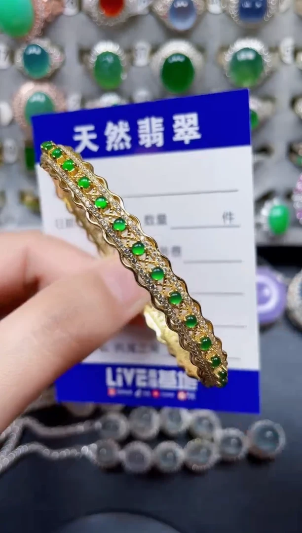 银S925镶嵌手镯翡翠173