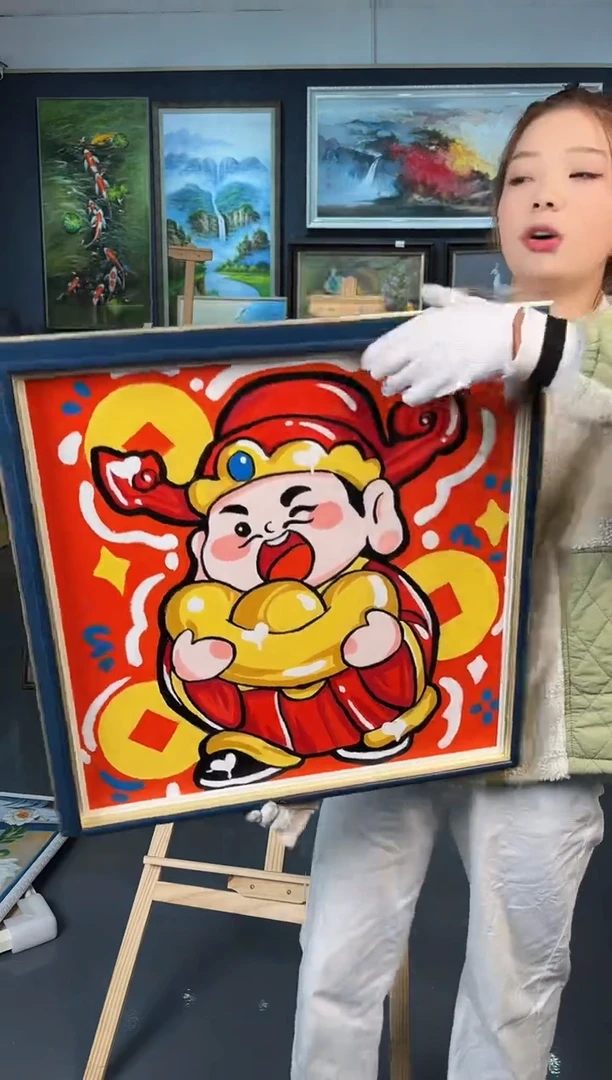 【闪购商品】油画23号 50*50 财神-手绘油画