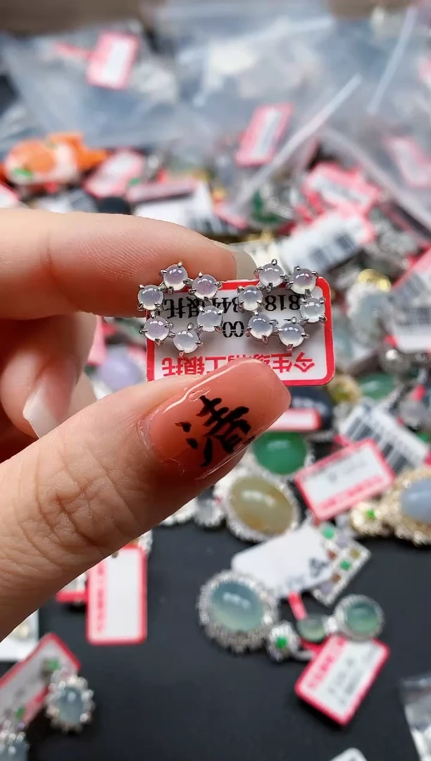 银S925镶嵌戒指翡翠天然A货缅甸翡翠