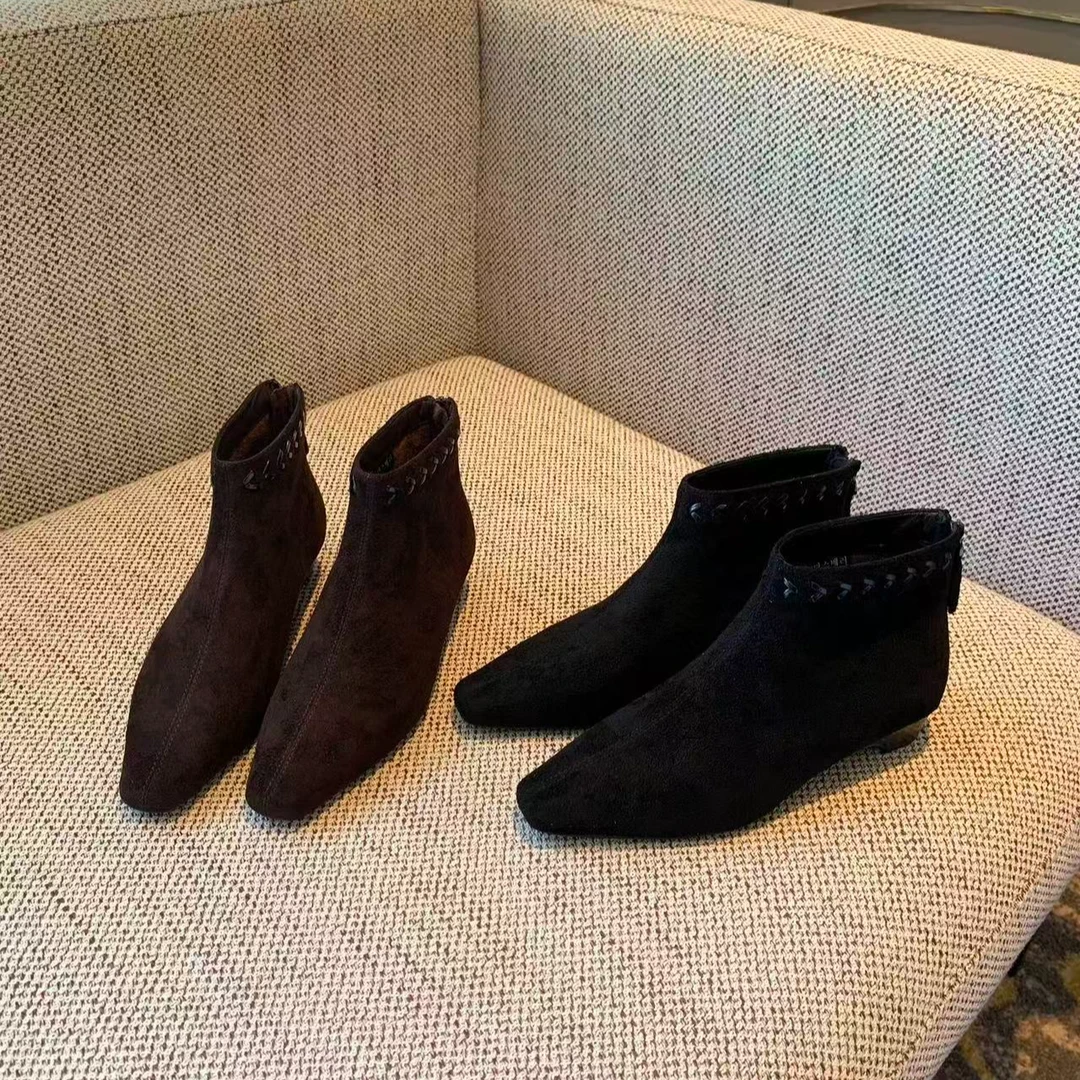 高智大女主~低跟气质短靴子软底不累脚瘦瘦靴及裸靴女靴5228/B10