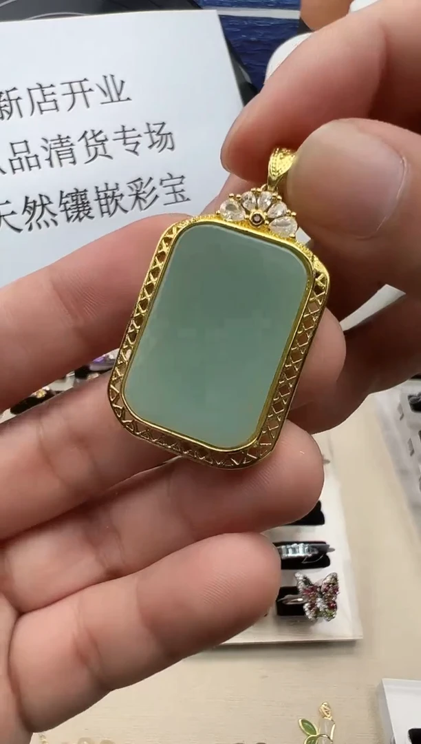 颈饰银S925镶嵌和田玉48