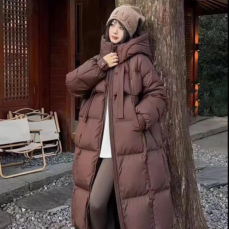 【反季清仓】飘带中长款修身休闲宽松时尚百搭羽绒服外套MZ