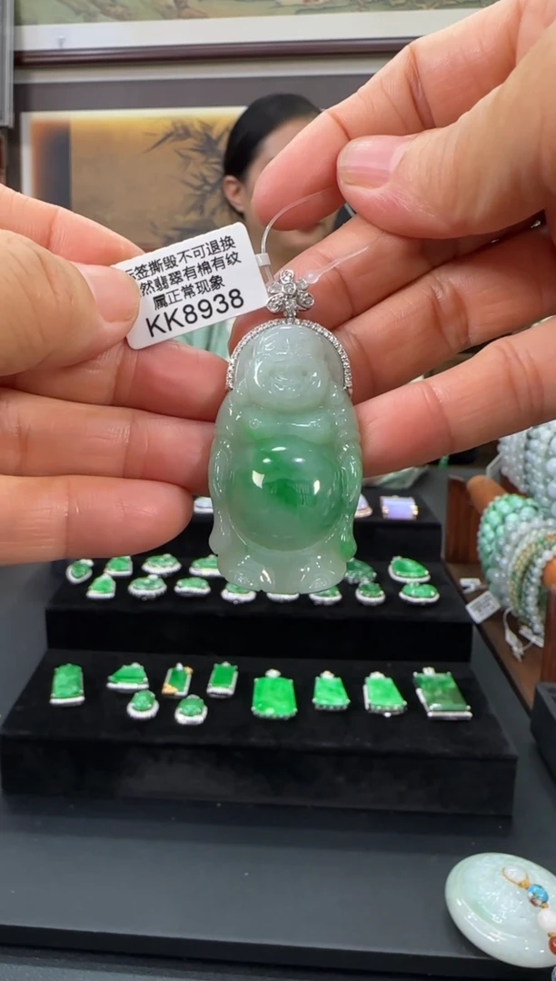 翡翠18K金镶嵌颈饰KK8938佛公