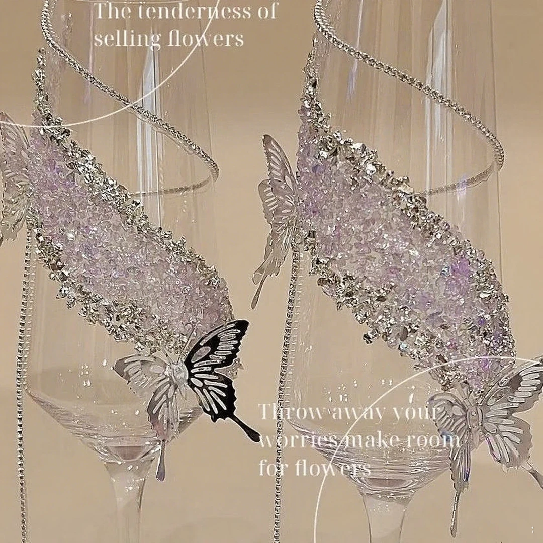 爆款碎钻香槟杯敬酒杯创意手工diy材料包结婚订婚礼物送朋友闺蜜