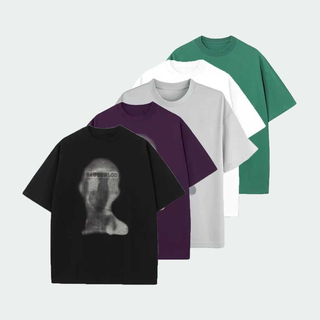 LW夏季新款纯棉休闲宽松潮流印花半袖设计师款--人头钢印