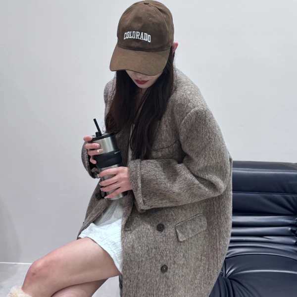 秘鲁进口羊驼混色廓形羊毛西装外套