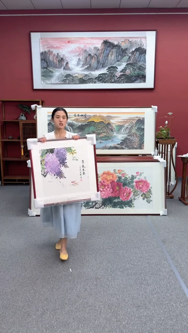 国画手绘 紫气东来 68*68