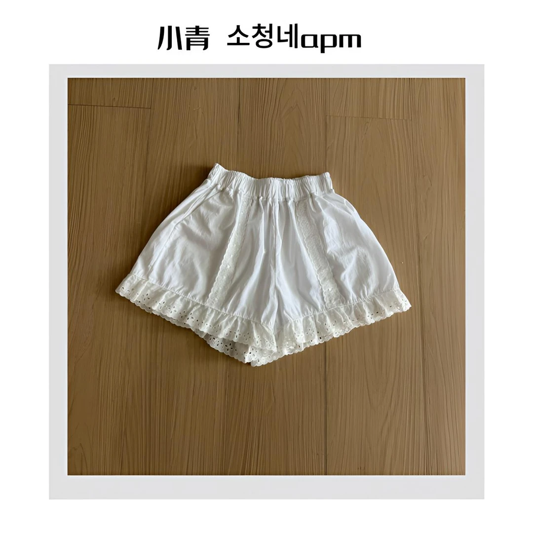 韩国东大门 公鸡/蕾丝小花边松紧腰短裤