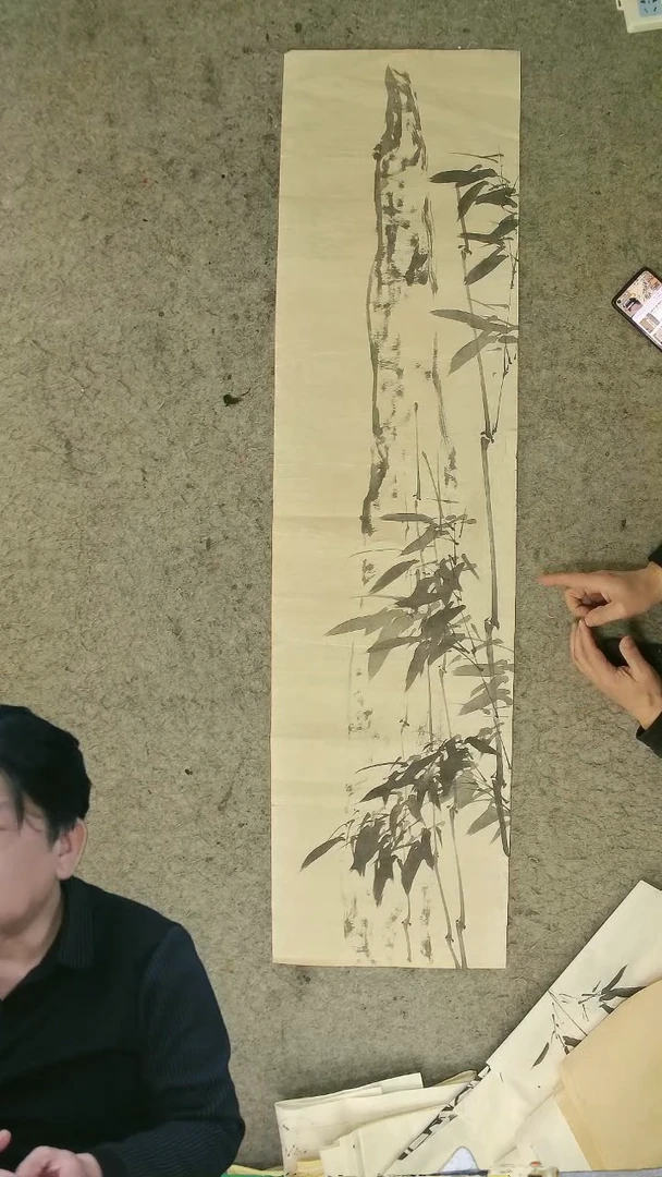 国画四尺对开  墨竹条屏 34*138cm