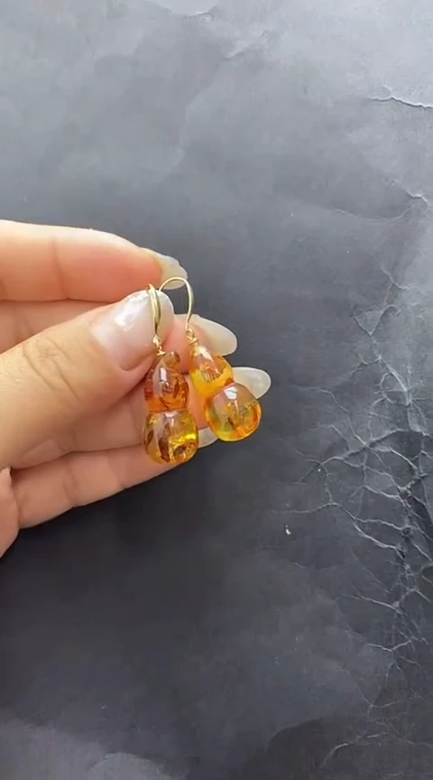 未镶嵌琥珀裸石耳坠