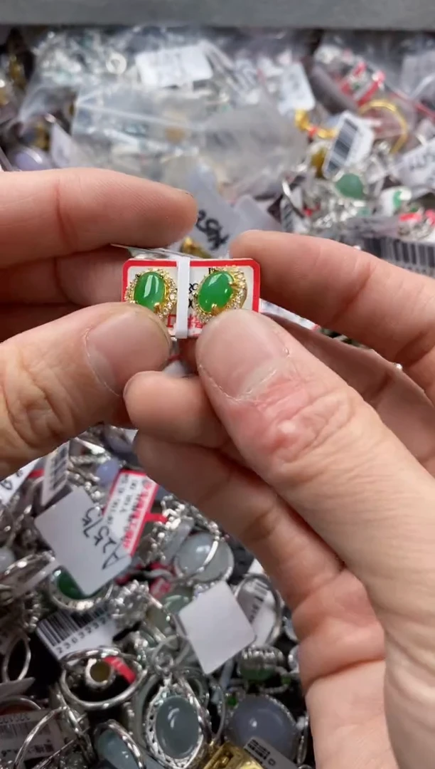 银S925镶嵌戒指翡翠666   10