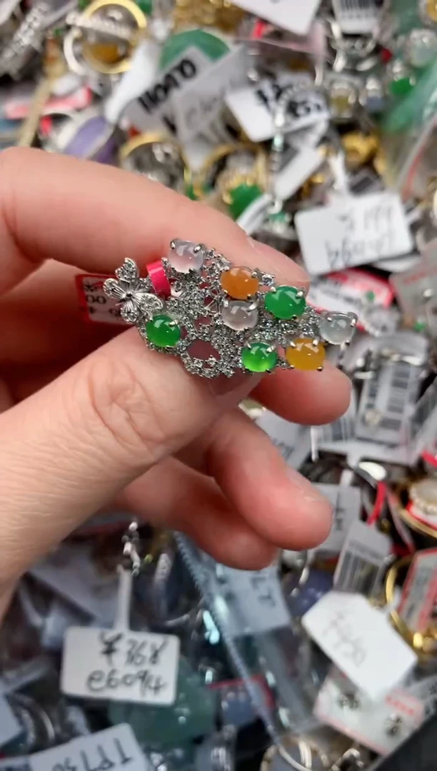 银S925镶嵌戒指翡翠111            8