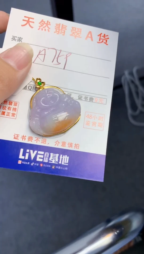 颈饰18K金镶嵌翡翠天然缅甸A货翡翠百元以上9元证书费自理