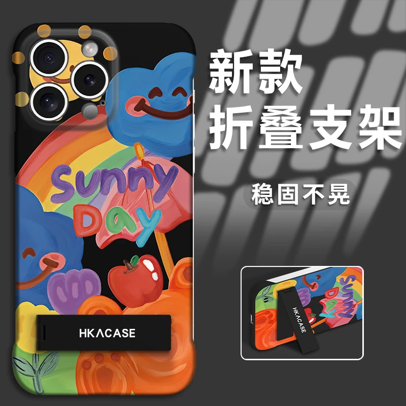 适用于苹果12pro新款涂鸦小熊PC无边框手机壳