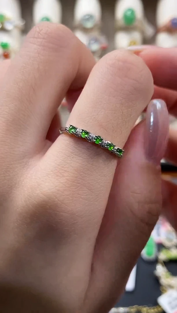 银S925镶嵌戒指翡翠天然A货翡翠2