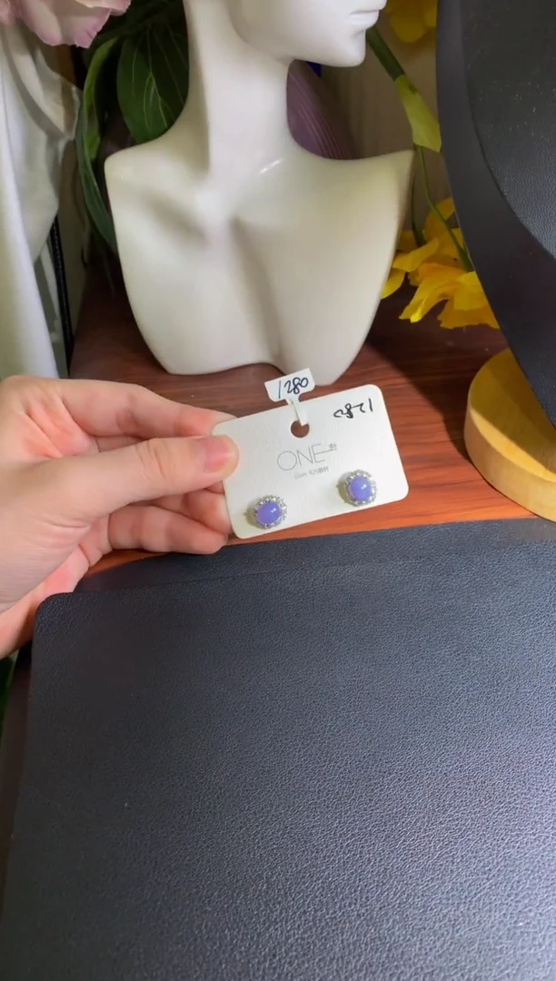 银S925镶嵌翡翠耳饰翡翠