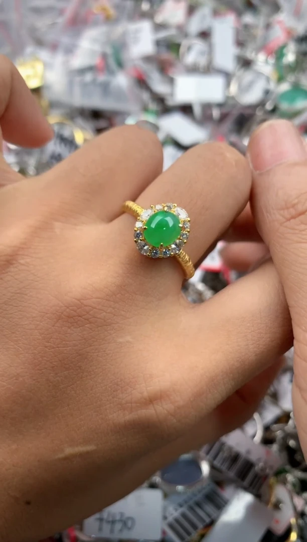 银S925镶嵌戒指翡翠2222-----7