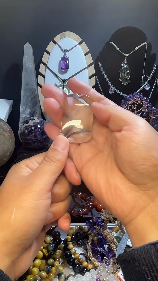 颈饰未镶嵌水晶天然AA白水晶无事牌吊坠