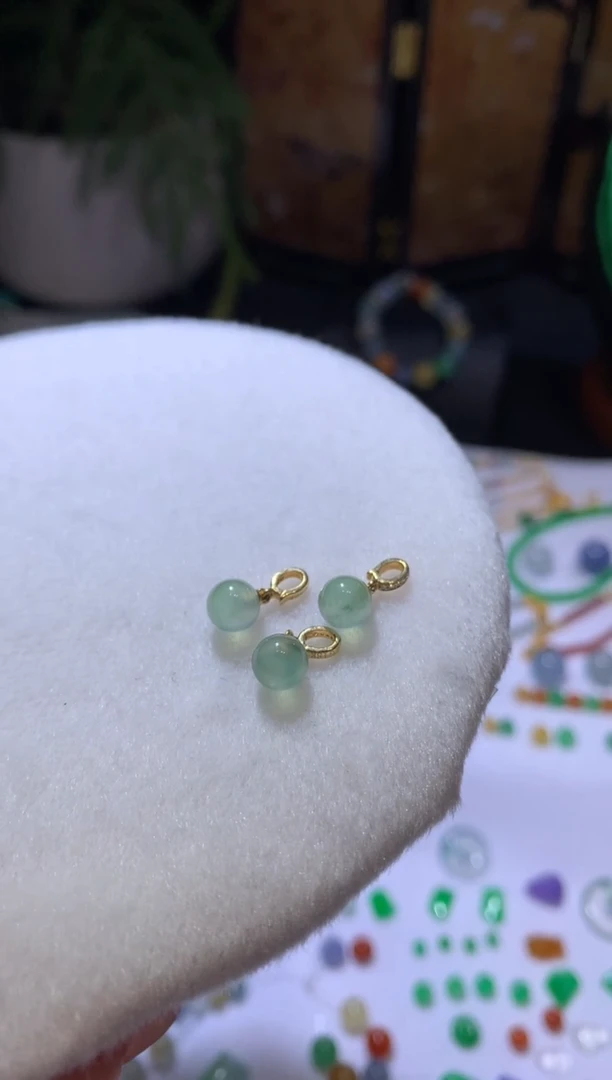 【闪购商品】定制翡翠18K金镶嵌6.2*珠子提溜（多样性发货一件发货）