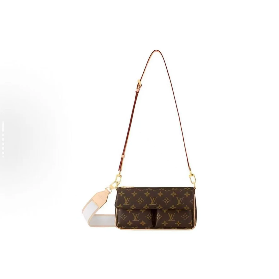 99新 LouisVuitton/路易威登 安洁利 路易威登老花骆驼单肩包