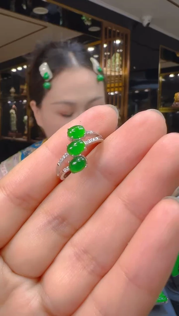 翡翠戒指银S925镶嵌048（多样性发其一）