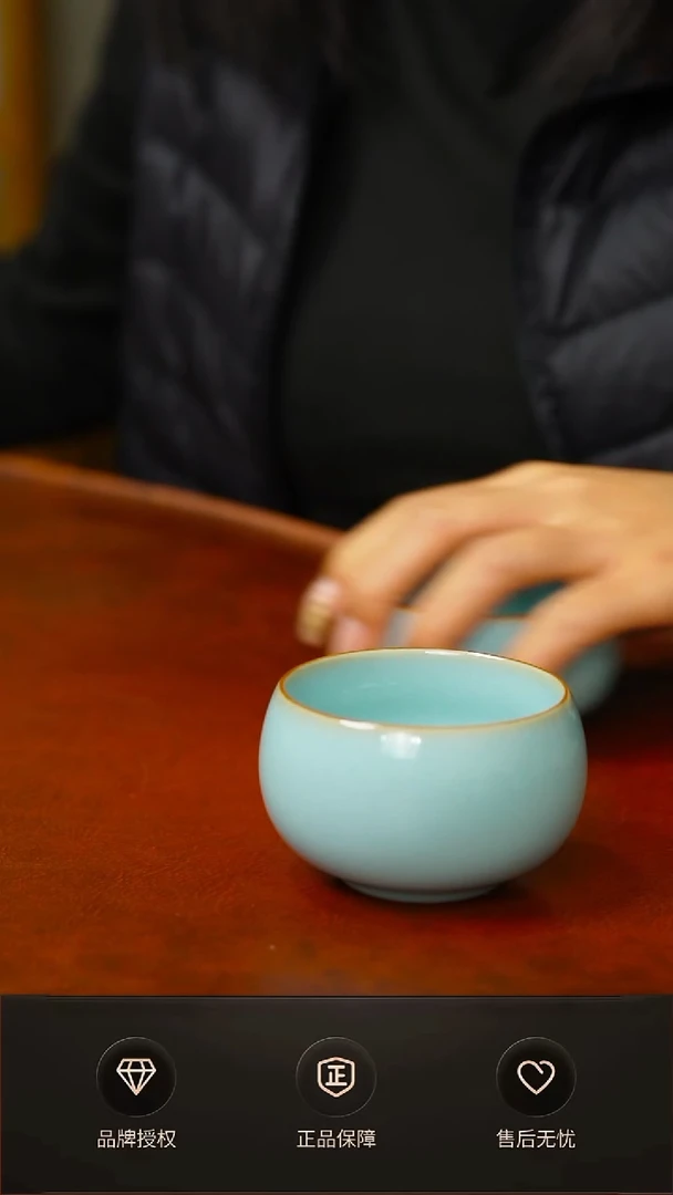 其他一级新品天青 铜口大罗汉杯 礼盒