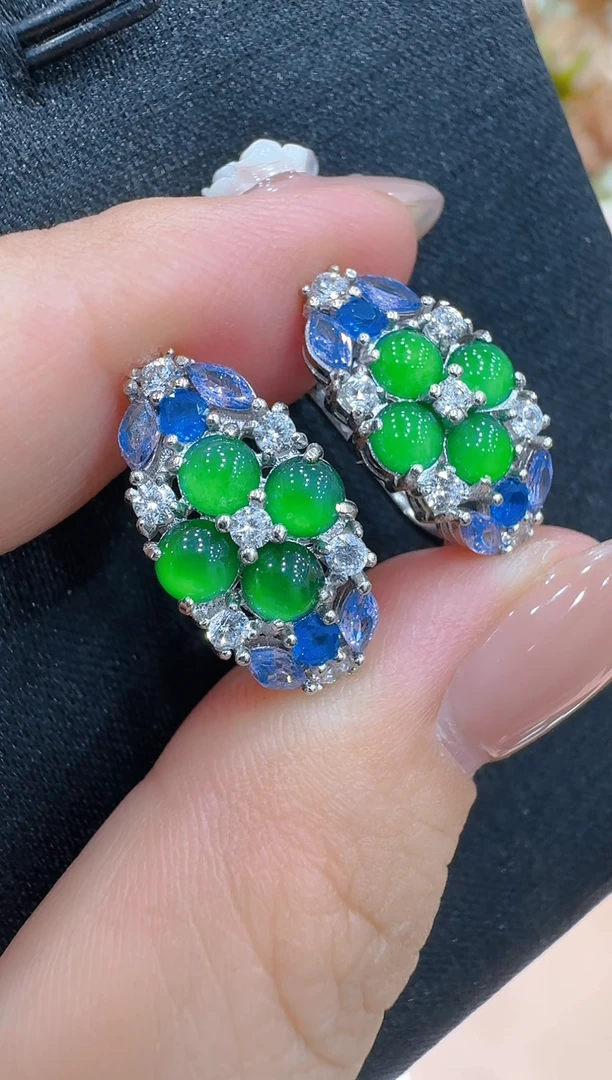 银S925镶嵌翡翠耳饰多样性团购发一件