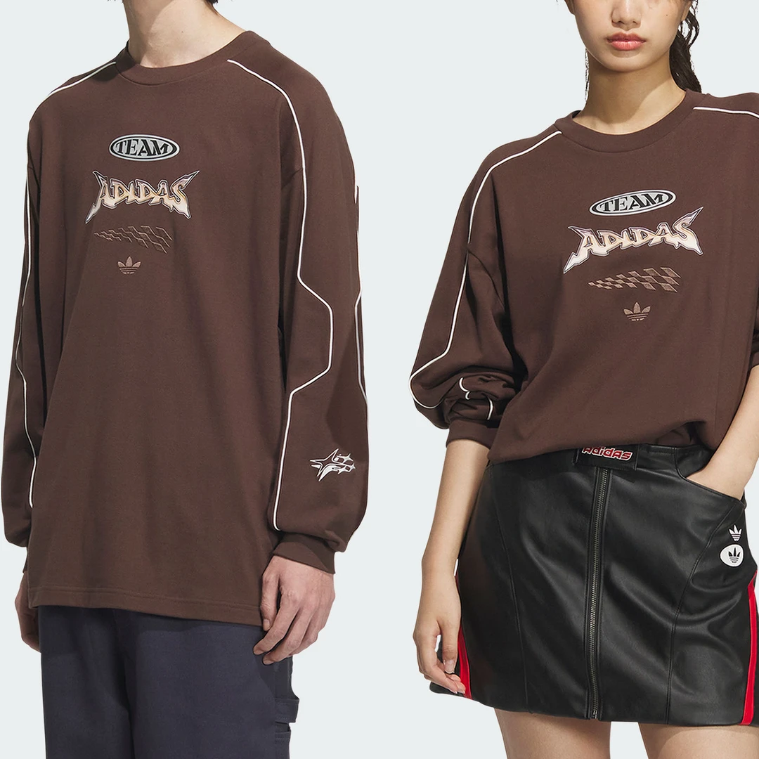 adidas/阿迪达斯【情人节】三叶草中性春季圆领宽松T恤长袖JM8038