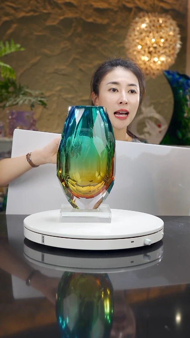 琉璃琥珀金蓝色切面花瓶（8号）