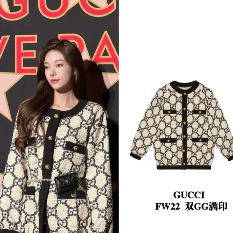 99新 GUCCI/古驰 DW0183 拼色满印长袖夹克外套 40 M码