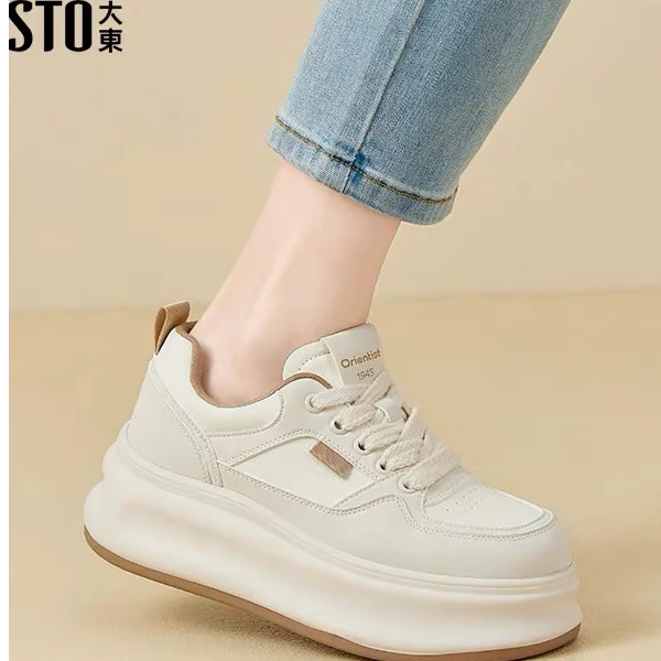 大东厚底休闲鞋女款2025新款爆款小白鞋女时尚百搭潮流女鞋0216