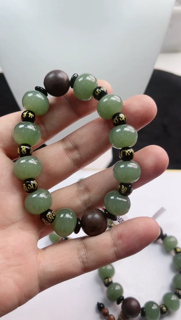 手链未镶嵌和田玉（糖玉）权哥珠宝*水青单圈-算盘珠15