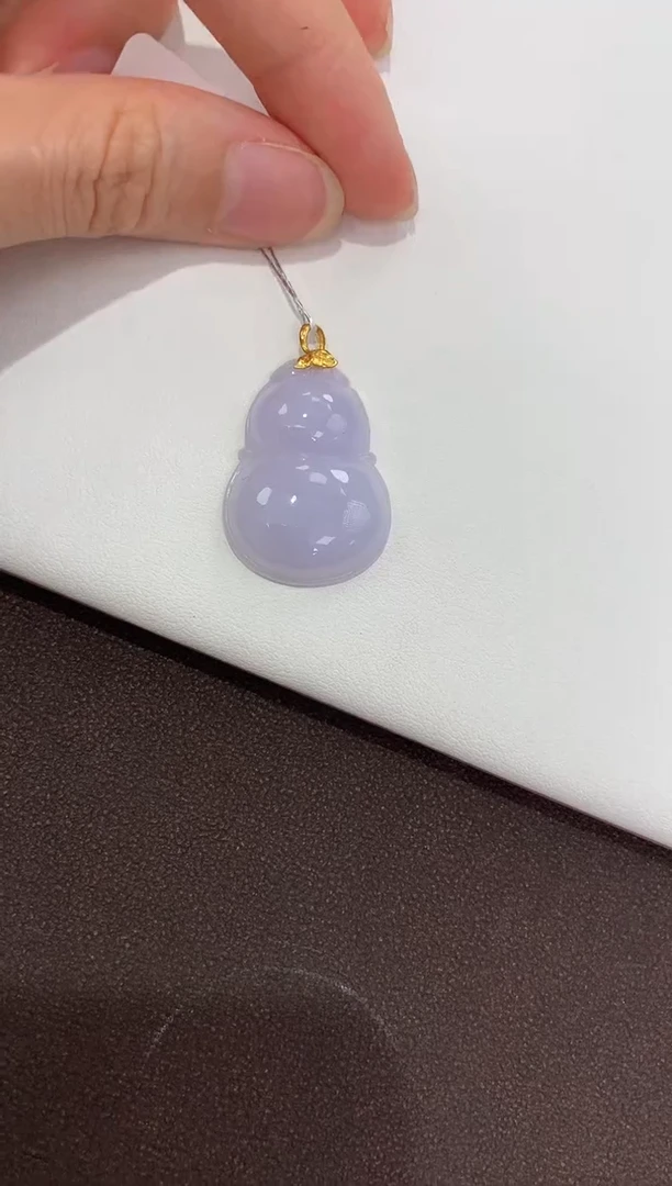 翡翠18K金镶嵌吊坠(赠链)天然缅甸a货翡翠