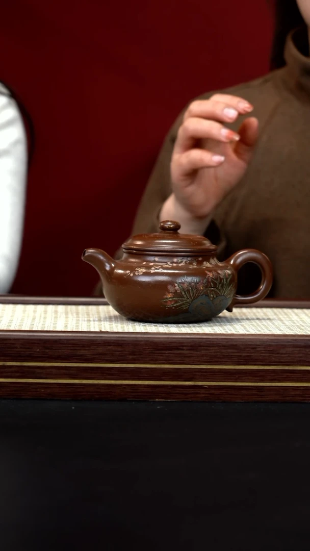 茶壶紫砂102 谈俊祥 紫玉金砂 仿古 盆 +盘