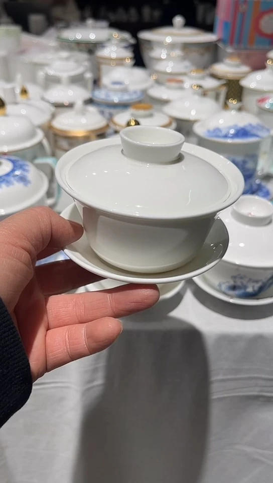 瓷白瓷盖碗1套无底标